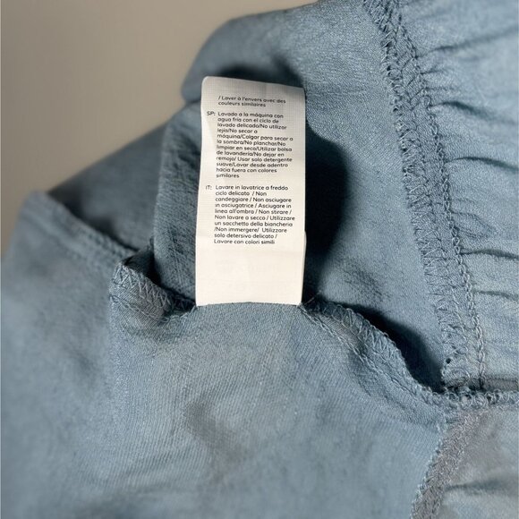 Cupshe Size L Womens Dress Light Blue Ruffle Hem Short Sleeve Blouse F  Rayon/Po - Picture 7 of 9